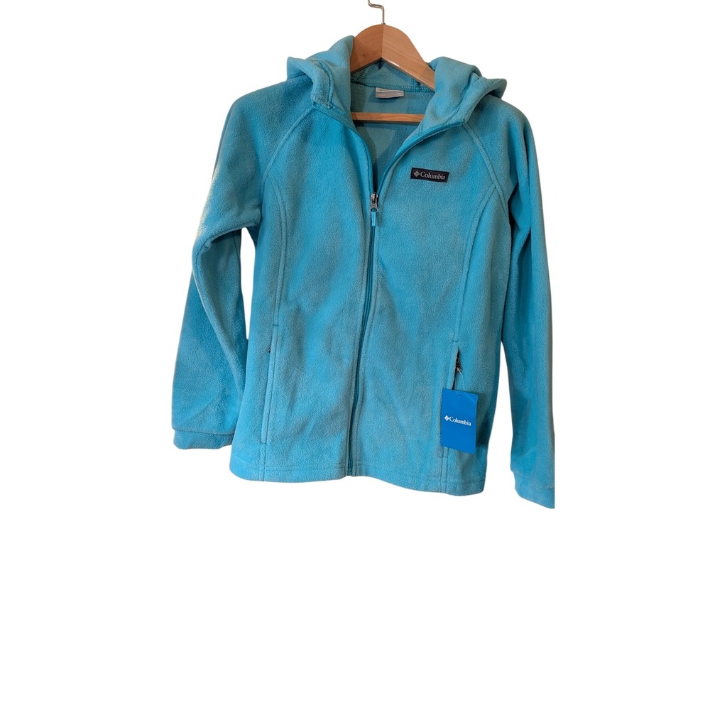 Columbia Girls Blue Fleece Full Zip Hooded Jacket Size Large 14/16 WG6333